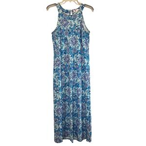 Stella Parker Blue Maxi Dress Women's Small Preppy Summer Old Money Paisley Chic
